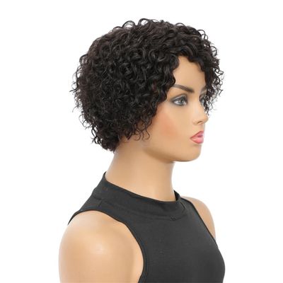 Glueless Curly Wigs Short Cut Human Hair For Women Natural Remy Hair Human Wigs 2 6inch#150%#1Pcs/Lot