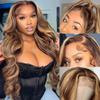 oulaer Highlight Body Wave Wigs Human Hair Honey Blonde 4/27 Color 13x6 HD Transparent Lace Front Wigs For Women Pre Plucked With Baby Hair Brazilian Glueless Wig 150% Density 18Inch view 2