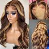 oulaer Highlight Body Wave Wigs Human Hair Honey Blonde 4/27 Color 13x6 HD Transparent Lace Front Wigs For Women Pre Plucked With Baby Hair Brazilian Glueless Wig 150% Density 18Inch view 3