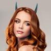 CHEOTIME Dark Gothic Devil Horns Ghost Hairpin, Halloween Devil Horns Hairpin, Hair Clips Hairpins Barrette Side Hair Clips Skull Bat Ear Costume Party Hair Accessories (Blue) view 4