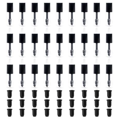 ASUNFO 27 Pcs Empty Mascara Tube and Wand 3ml Empty Mascara Bottles with Brush Rubber Inserts Small Sample Size Eyelash Growth packing Tube Container for Travel Black