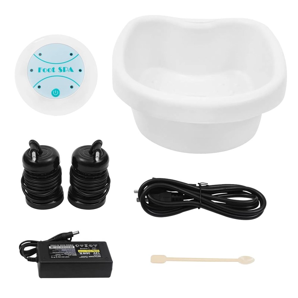 lkoewqzamx Ionic Foot Bath Cleanse Spa Ion Kits Machine, with Tub Basin&Measuring Spoon, 30 Minutes Timer Function, Bottom Massage Bumps, Home Use