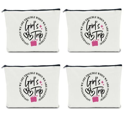 4 PCS Girls Weekend Gifts for Women, Friendship Makeup Bag, Bestie Favors for Trip, Sister Bachelorette Party Vacation Christmas