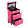 3 in 1 Professional Makeup Train Case Cosmetology Case on Wheels, Rolling Makeup Case Large Nail Travel Case for Nail Tech, Hair Stylist, Beautician (Pink) view 1