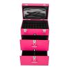 3 in 1 Professional Makeup Train Case Cosmetology Case on Wheels, Rolling Makeup Case Large Nail Travel Case for Nail Tech, Hair Stylist, Beautician (Pink) view 4
