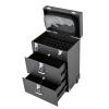 3 in 1 Professional Makeup Train Case Cosmetology Case on Wheels, Rolling Makeup Case Large Nail Travel Case for Nail Tech, Hair Stylist, Beautician (Black) view 1
