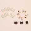 Fall Press on Nails Short Square Fake Nails Fall Nails with Cute Flower Design Gradient Stick on Nail Acrylic Press on Nails Artificial Acrylic Nail False Nails for Women Girls Manicure Kit 24Pcs view 2