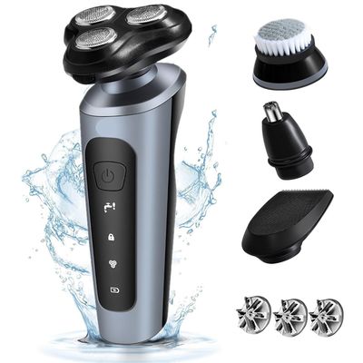 BJFSEAFN 4 in 1 Electric Shaver for Men, Electric Razor for Men, Waterproof Electric Shaver for Men, Beard Trimmer Nose Hair Trimmer Face Brush Cordless USB Rechargeable Wet Dry