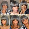 Civrie Short Bob Hair Topper for Women with Bangs Side Part 10 inch Synthetic Hair Toppers for Women Thinning Hair Wig Toppers (Grey Mixed) view 3
