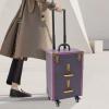 ATOLOMOTOR Professional Rolling Cosmetic Trolley,Bronze Purple Makeup Suitcase with Wheels&Drawer Handle,Aluminum Frame Makeup Train Organizer for Salon Barber Travel Case view 2