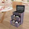 ATOLOMOTOR Professional Rolling Cosmetic Trolley,Bronze Purple Makeup Suitcase with Wheels&Drawer Handle,Aluminum Frame Makeup Train Organizer for Salon Barber Travel Case view 3