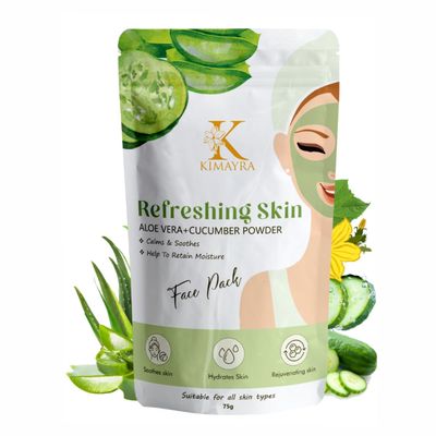 Aloevera + Cucumber Face Pack Powder For Refreshing Skin | Help In Moisturizing, Hydrates & Soothes Skin | Natural Face Pack For Women & Men - Safe For All Skin Type - Pack of 1 (Each 75 Gm)