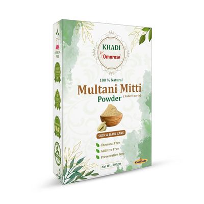 Multani Mitti Powder for Hair and Skin Care | 200 Grams | 100 & Pure & natural | Soft & Glowing Skin | Exfoliator | Softner | Nourishment | Fuller's Earth | Resealable Zipper Pouch pack