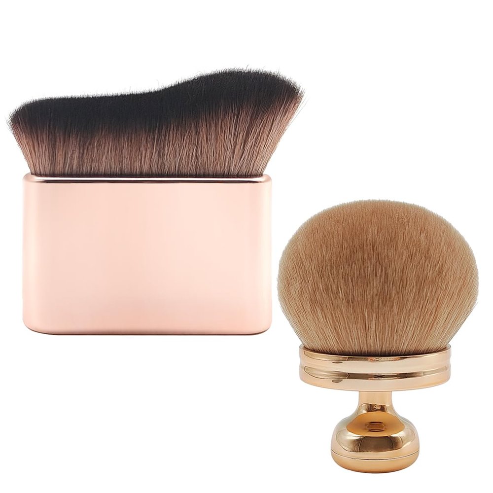 2Pcs Extra Large Body Makeup Brush,YuCool Kabuki Brush for Self Tanner,Rose Gold Self Tanning Blend Brush for Face Body