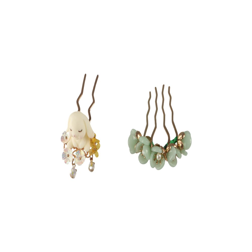 2pcs Jade Flower Hair Pin Decorative Hair Clips Tassel Pearl Barrettes Chinese Hair Stick Jade Hairpin Retro Pin Hair Styling Accessories for Women Girls