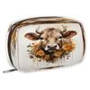 Shoblo Cattle Flower Small Makeup Bag Travel Cosmetic Bag Wide-Open Travel Toiletry Bag For Women Cute Small Makeup Bag For Purse Polyester Zipper Portable Waterproof view 3