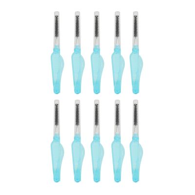 10Pcs Eyebrow Brush Eyelash Comb, 2 in 1 Eyebrow Eyelash Shaper, Double Head Eyebrow Brush Eyelash Makeup Grooming Tool, with Lid Foldable for Separating Lashes, Grooming Brows (Blue)
