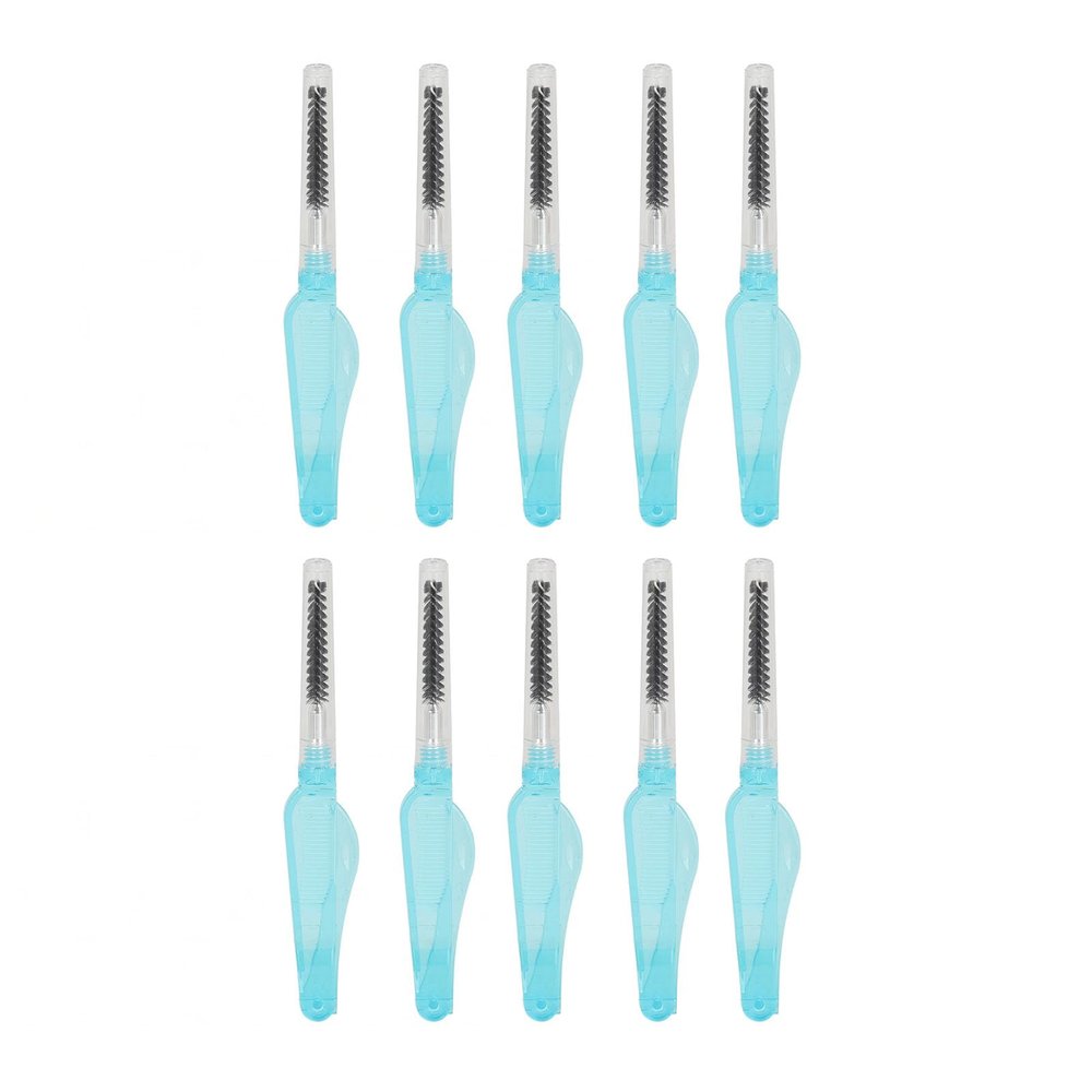 10Pcs Eyebrow Brush Eyelash Comb, 2 in 1 Eyebrow Eyelash Shaper, Double Head Eyebrow Brush Eyelash Makeup Grooming Tool, with Lid Foldable for Separating Lashes, Grooming Brows (Blue)