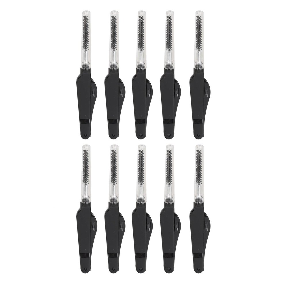 10Pcs Eyebrow Brush Eyelash Comb, 2 in 1 Eyebrow Eyelash Shaper, Double Head Eyebrow Brush Eyelash Makeup Grooming Tool, with Lid Foldable for Separating Lashes, Grooming Brows (Black)