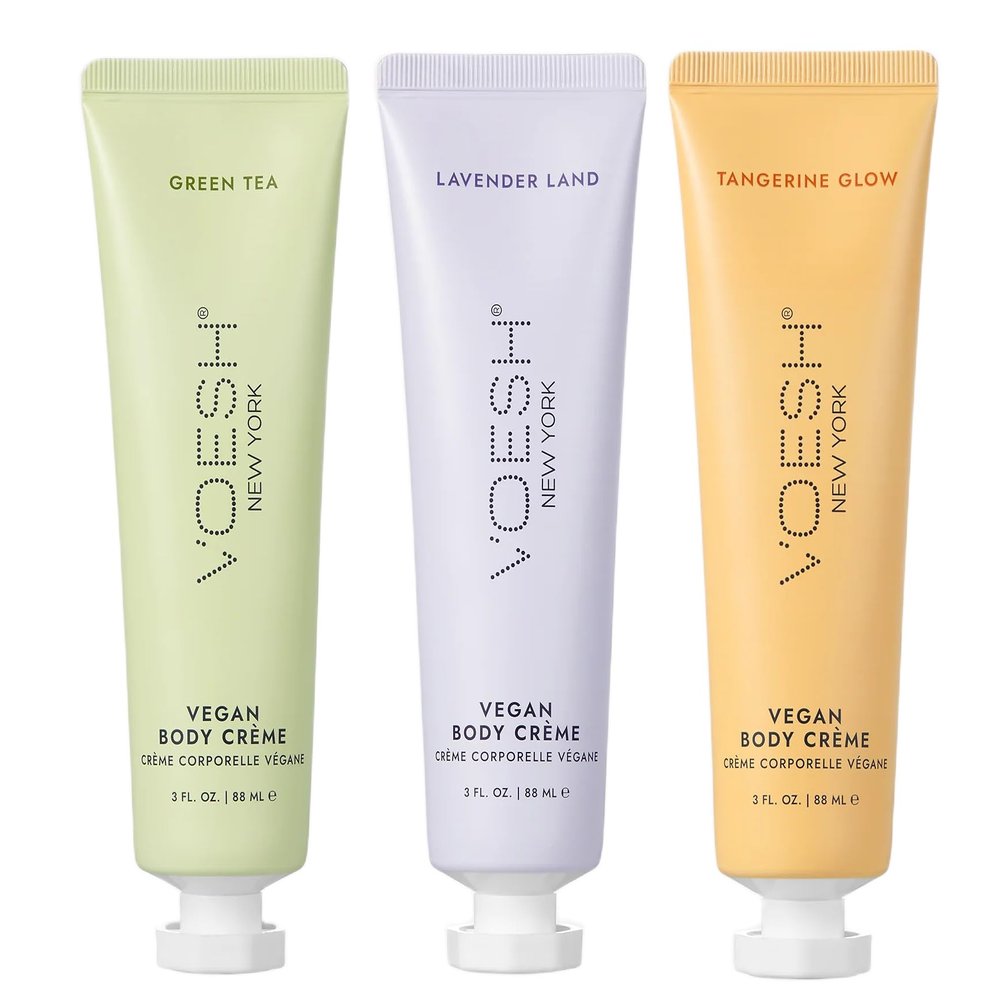 VOESH Vegan Body Creme Trio - Moisturizing Skincare Gift Set, Avocado Oil, Organic Virgin Olive Oil & Natural Extracts, K-Beauty Korean Skincare - (Green Tea, Lavender, Tangerine)