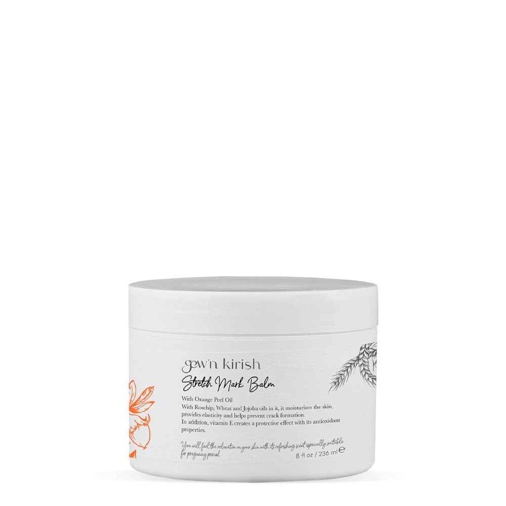 GEWN KIRISH Natural Stretch Mark Balm  Pregnancy-Safe Moisturizer with Shea Butter, Orange Peel Oil & Jojoba | Non-Greasy, Petrolatum-Free, Whole Body Use, 8 oz