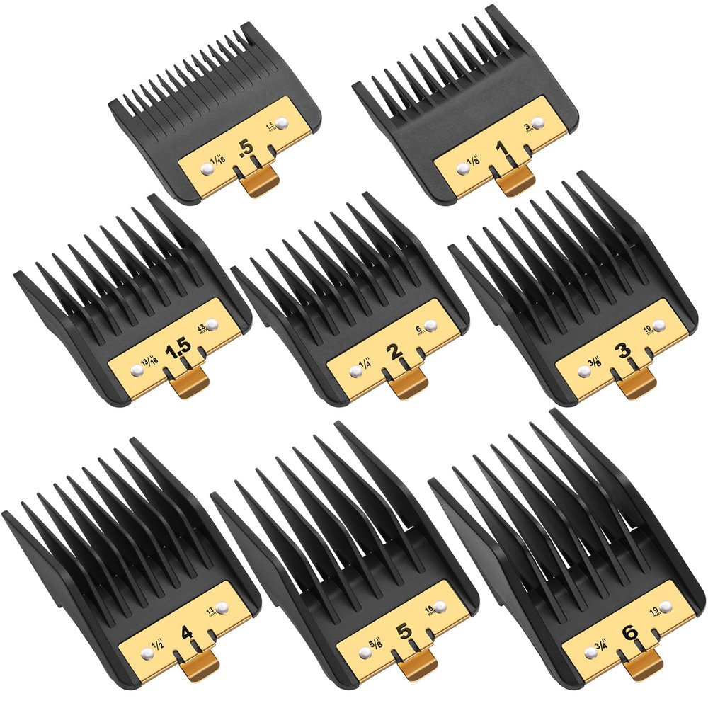 8PACK Premium Metal Clipper Guards Compatible with BaByliss Barberology FX825, FX870, FX880, and FX673, Trimmer Replacement Guards for Babyliss Clippers, Black