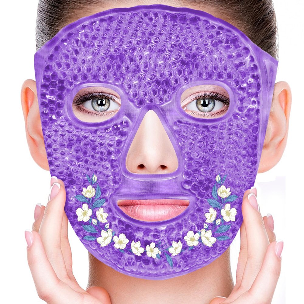 CONBELLA Cold Face Eye Masks Ice Face Mask Hot Cold Compress For Dark Circles, Puffiness, Migraines, Headache, Stress, Redness, Cooling Face Masks For Women Man, Skin Care