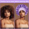 4PCS Silk Bonnet for Sleeping - Long Hair Satin Bonnets for Black Women Men,Hair Wrap Cap for Curly Hair,Elastic Wide Band Hair Bonnet Shower Cap with 2 Pcs Satin Scrunchies view 4