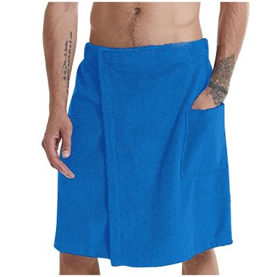 Cambkatl Mens Adjustable Bath Towel Wrap - Wearable Towel Skirt with Pocket for Gym Shower Sauna Spa & Beach Cover Ups