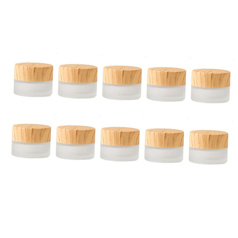 10pcs Boxes Cream Bottle Round Cosmetic Makeup Sample Bottles Storage Container Containers for Lotion Body Lotions Glass with Lid White Small Container Wood Grain Travel Glass and/889
