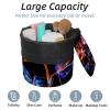 Barrel Drawstring Makeup Bag Large Cosmetic Bag Make up Bags Portable Toiletry Bag Organizer for Travel Toiletries Accessories - Neon Roses Butterfly view 2