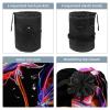 Barrel Drawstring Makeup Bag Large Cosmetic Bag Make up Bags Portable Toiletry Bag Organizer for Travel Toiletries Accessories - Neon Roses Butterfly view 3