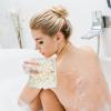 2 in 1 Bath Loofah Sponge and Washcloth, Bath Ball Towel Loofah with Drawstring, Shower Sponge for Travel (Beige) view 4