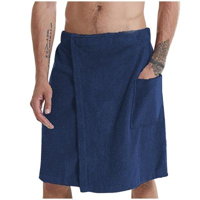 Cambkatl Mens Adjustable Bath Towel Wrap - Wearable Towel Skirt with Pocket for Gym Shower Sauna Spa & Beach Cover Ups