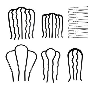 15 Pcs Hair Side Combs Metal Hair Fork Clip U Shaped Hair Pins Black Vintage Style Hair Sticks for Thick Hair Bun French Twist Styling Updo Hairstyle and Hair Accessories for Women Girls