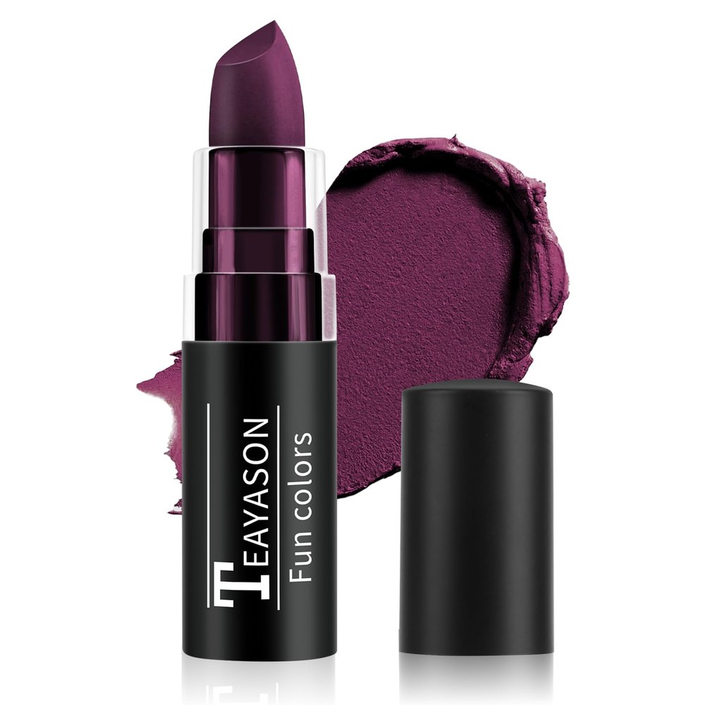 FIVEFULU Purple Face Body Paint Stick, Matte Purple Lipstick Eye Black Stick Face-Paint Make Up, Long Lasting Waterproof Face Makeup for Halloween Ursula Witch Cheshire Cat Cosplay Makeup