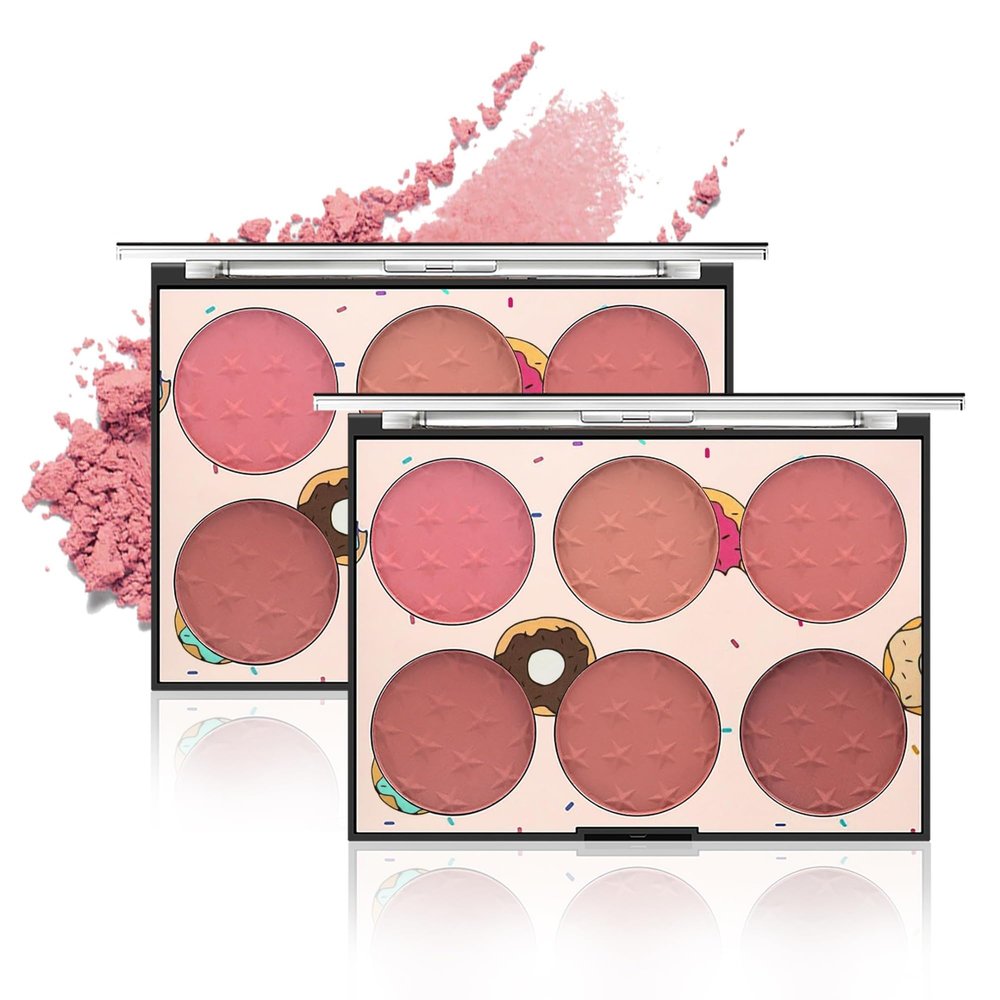 6 Color Blush Palette Matte and Shimmer Finish Buildable Natural Flush Lightweight Powder Cheek Makeup for Fair to Medium Skin