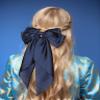 LFOUVRE 1pc Navy Hair Bow for Women and 2pcs White Hair Scarf Scrunchies view 3