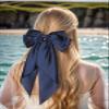 LFOUVRE 1pc Navy Hair Bow for Women and 2pcs White Hair Scarf Scrunchies view 4