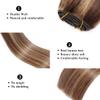 Clip in Hair Extensions Real Human Hair for Women Invisible Natural Straight Seamless Clip on Hair Extensions 8pcs Double Weft 90g (#4P/27 Medium Brown/Dark Blonde, 24 Inch) view 4