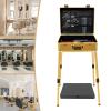 ACNAO Barber Case with Handle and 4 Height-Adjustable Stand Legs,Modern Rectangular Floorstanding Barber Case with Lock,Professional Barber Toolbox for Homes, Barber Store (Gold) view 2