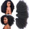 Mongolian Afro Kinky Curly Bundles Human Hair 4B 4C Afro Kinky Bulk Human Hair Bundles Unprocessed Virgin Hair Curly Weave Hair Bundles for Women Natural Black 20 20 20 Inch view 1