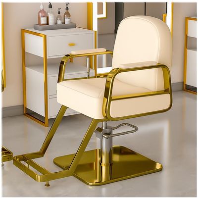 Barber Chair Salon Chair for Hair Stylist, Height Adjustable Hydraulic Hair Reclining Salon Chair, 360 Degrees Rotation, Multi-Function Shampoo Chair,White,C