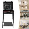 ACNAO Barber Case with Handle and 4 Height-Adjustable Stand Legs,Modern Rectangular Floorstanding Barber Case with Lock,Professional Barber Toolbox for Homes, Barber Store (Black) view 2