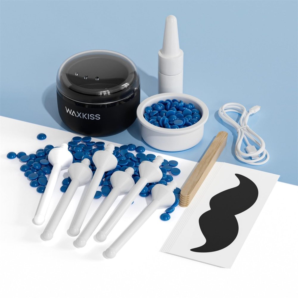 Mini Waxing Kit with Wax Warmer for Hair Removal  Versatile Hard Wax Melter for Ear and Nose Hair Removal, Compact 8ml Set for Women and man, Easy to Carry Wax Kit (Black)