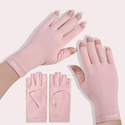 KADS UV Gloves for Nail Lamp,Professional UPF100+ UV Gloves for Manicures Nail Art,Fingerless Shield Skin from The Sun and Lamp (Pink)