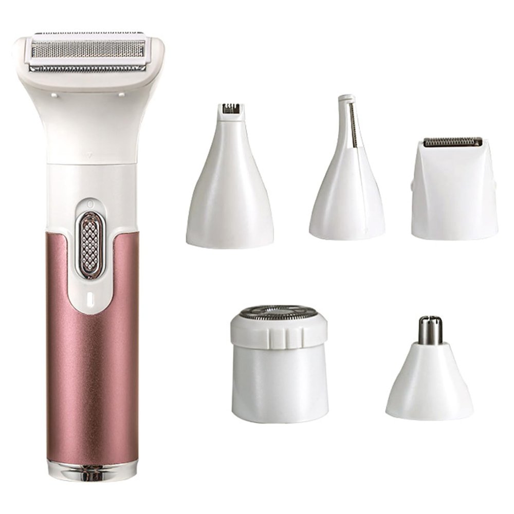 Trimmer for Women Waterproof Electric Razro 6 in 1 Shaver Set Hair Trimmer Body Shaver for Nose Eyebrows(Red)