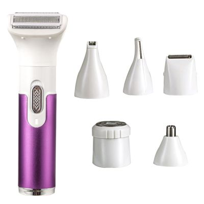 Trimmer for Women Waterproof Electric Razro 6 in 1 Shaver Set Hair Trimmer Body Shaver for Nose Eyebrows(Purple)