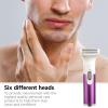 Trimmer for Women Waterproof Electric Razro 6 in 1 Shaver Set Hair Trimmer Body Shaver for Nose Eyebrows(Purple) view 2
