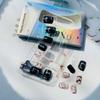24Pcs Halloween Fake Nails - Black Press Ons Short Square Acrylic Nails with Bats Skull Design, Ghosts, Glossy Glitter Finish - Full Cover Glue Ons for Women - DIY Manicure view 3